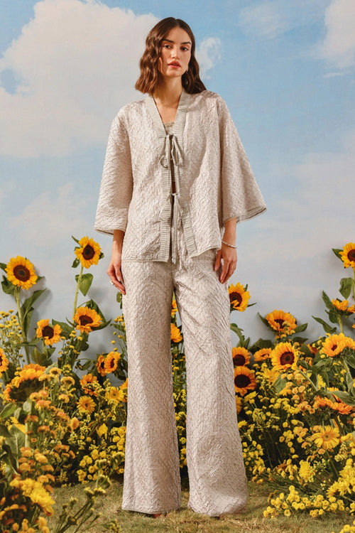 Silver Grey Crushed Bandhani Co-ord Set