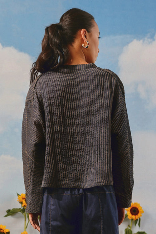 Indigo Pintuck Pleat Jacket
