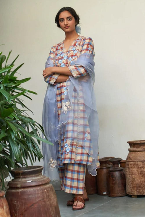 Asmani Jugnu Phool Kurta Set