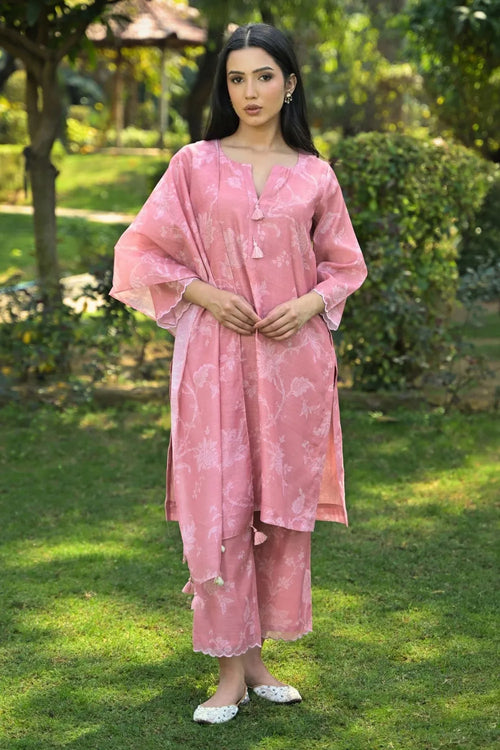 Blush Pink Cotton Chanderi Suit