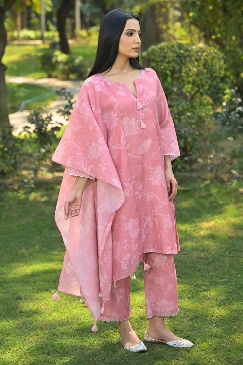 Blush Pink Cotton Chanderi Suit