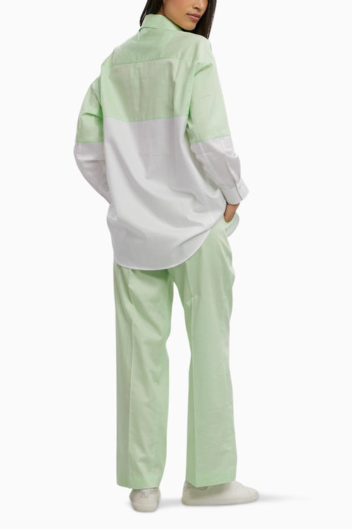 Lime Green Swarovski Block Shirt with Loose Pants