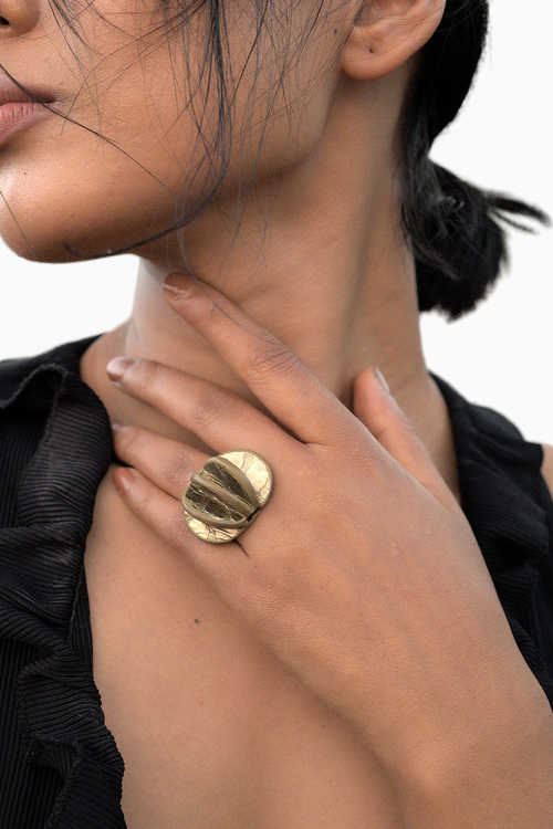 Green-Gold Harmonica Ring