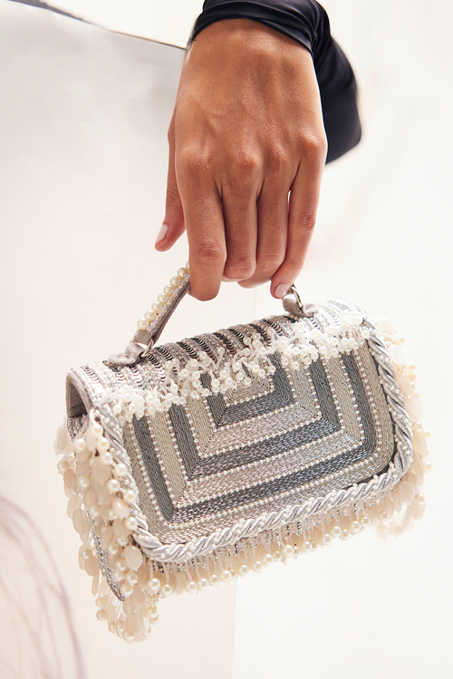 The Silver-White Parcel Bag