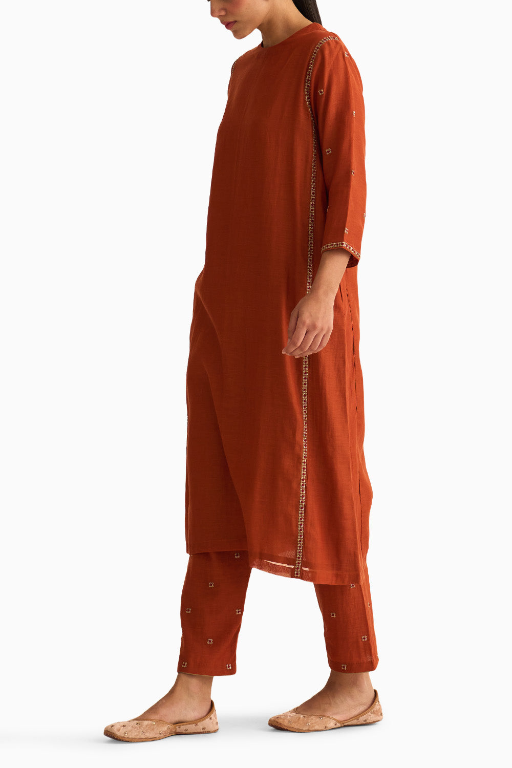 Gulnaar Rust Orange Kurta Set