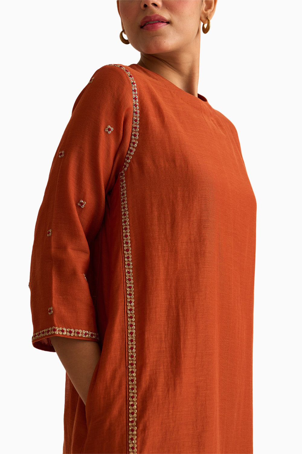 Gulnaar Rust Orange Kurta Set