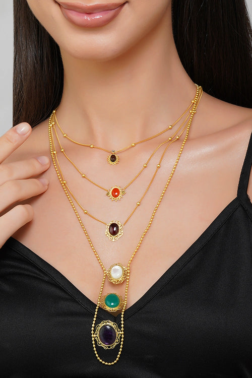 Power Play Navratan Layered Necklace