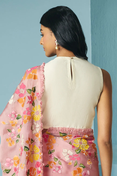 Ivory Origami Applique Beaded Top