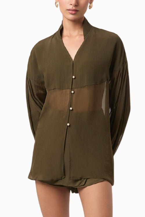 Olive Panelled Mini Skorts