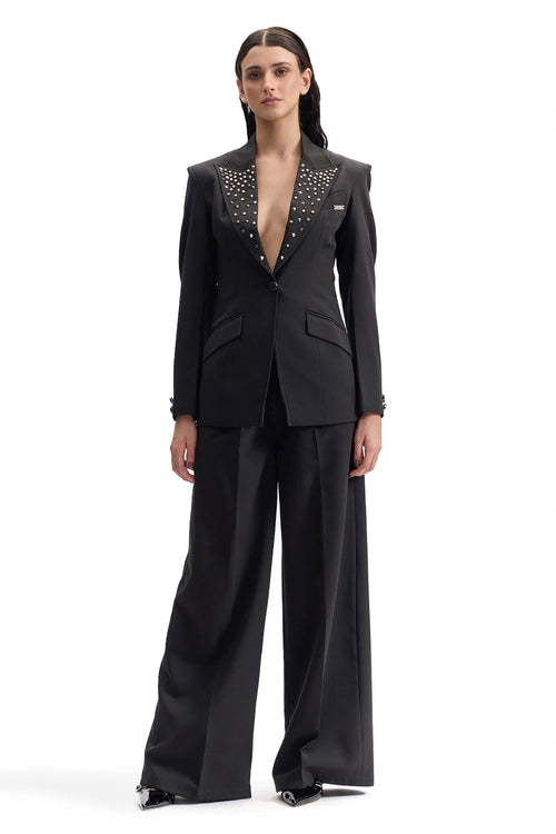 Studded Lapel Obsidian Power Suit
