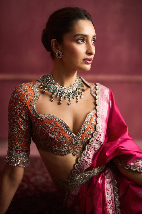 Kanga Blouse with Banaras Saree Set