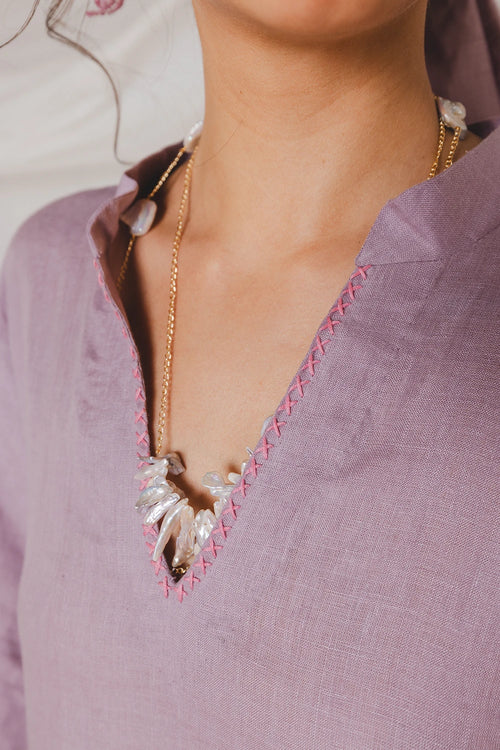 Sandra Lilac Embroidered Kaftan