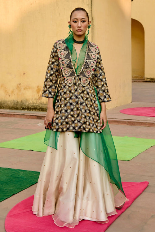Jantar Mantar Chand Lehenga Jacket Set