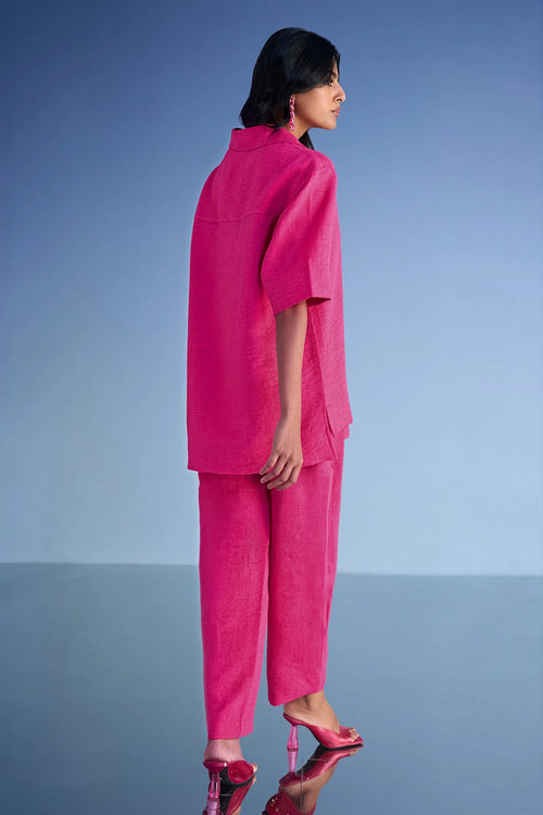 Straight Cut Linen-Textured Pant