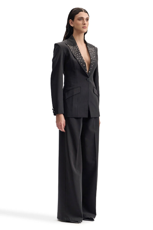 Studded Lapel Obsidian Power Suit