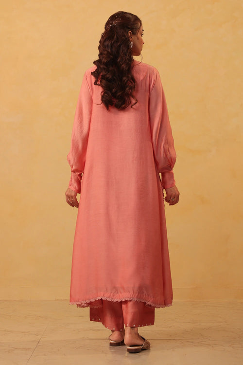 Vaayu Pink Jacket Style Kurta Set