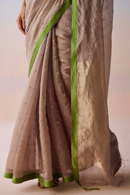 Taupe Wildflower Gleam Saree