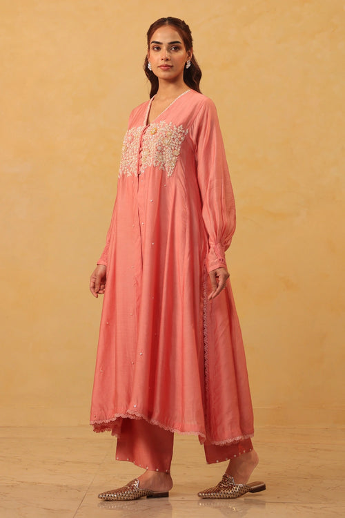 Vaayu Pink Jacket Style Kurta Set