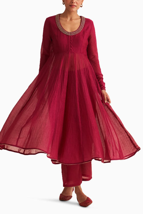 Amal Deep Red Kurta Set with Dupatta