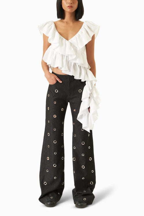 Flimsy Top with Silver Eyelet Pants