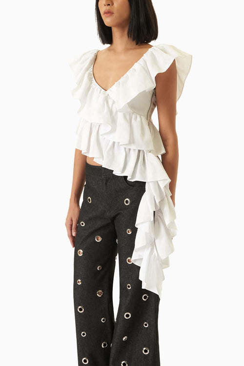 Flimsy Top with Silver Eyelet Pants