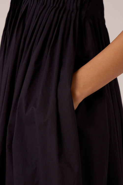 Erato Black Pleated Dress