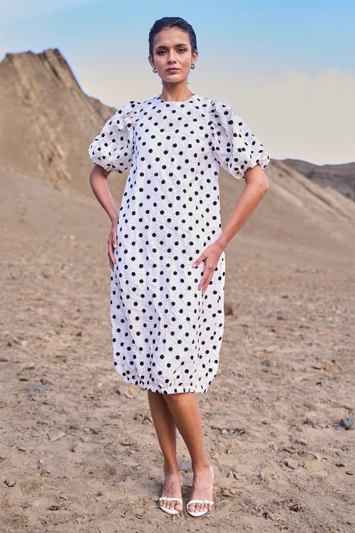 Crushed Polka Dot Dress