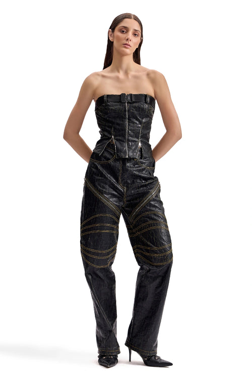 Cracked Leather Utility Corset Set
