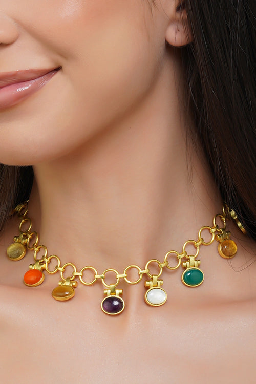 Power Links Navratan Necklace