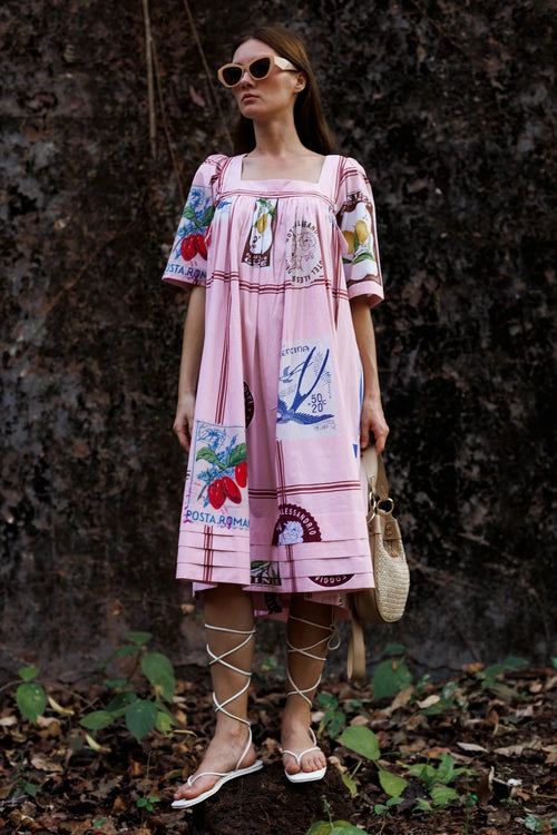 Pink Checkered Stamp Dress