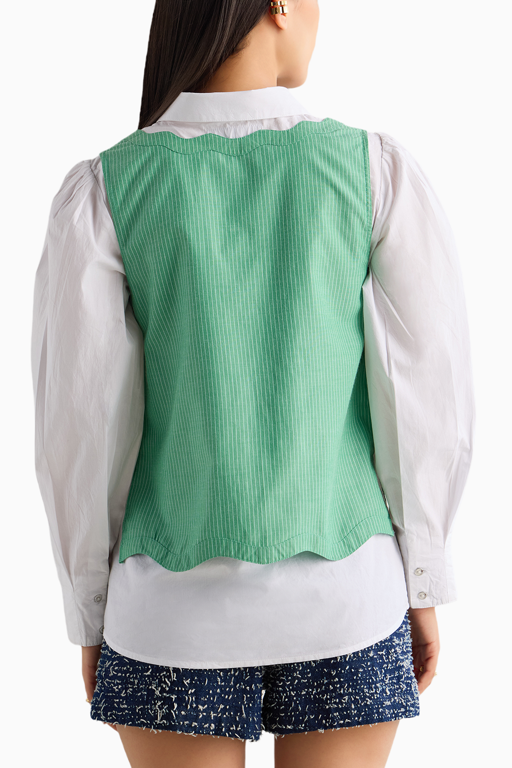 White & Green Stripe Shirt