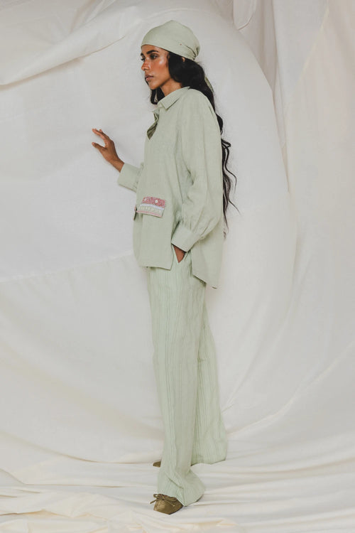 Sandra Mint Green Embroidered Shirt