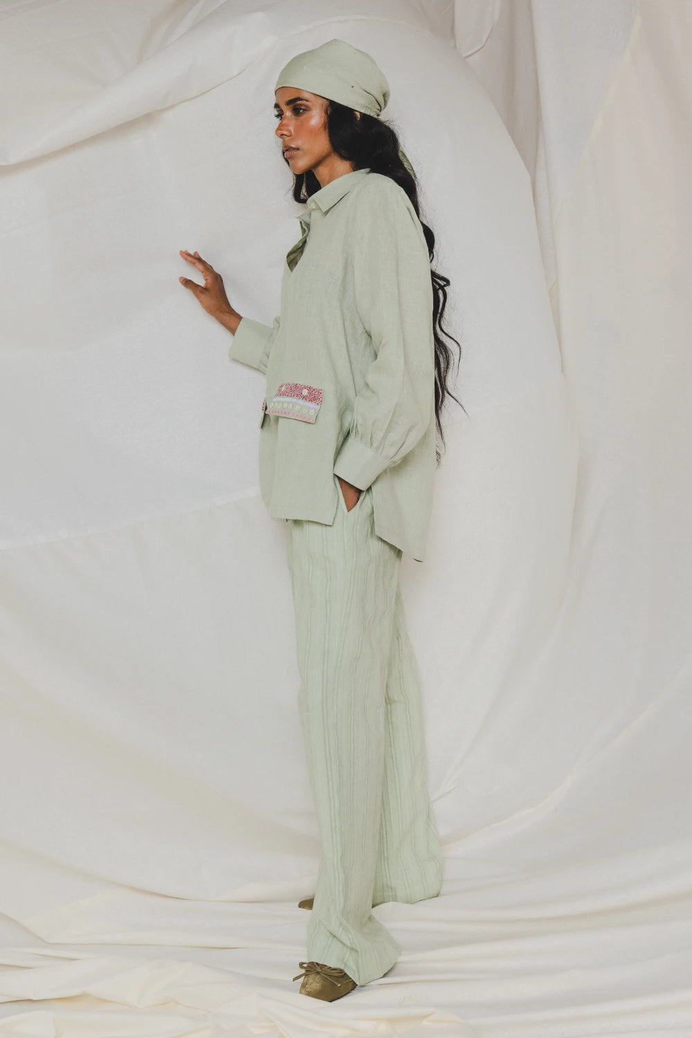 Sandra Mint Green Embroidered Shirt