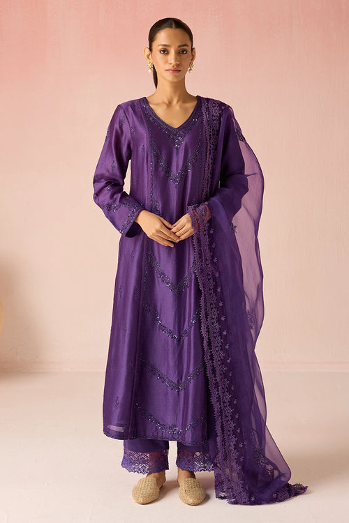 Purple Orchid Bahaara Chanderi Silk Kurta Set