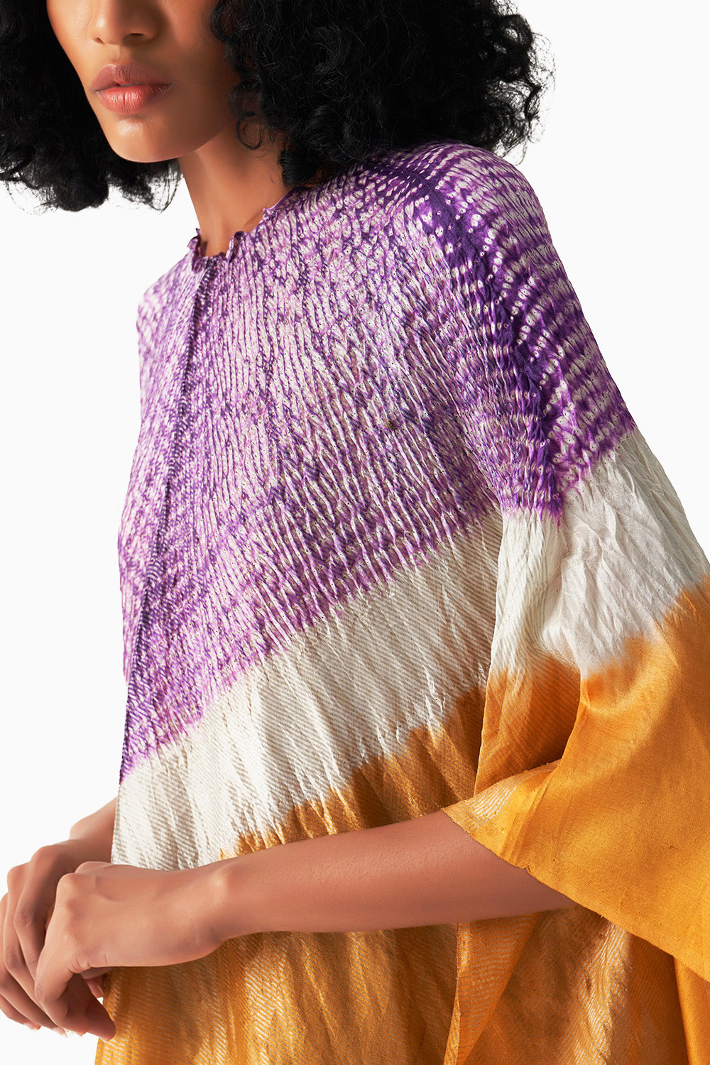 Purple Yellow Metallic Triangle Kaftan