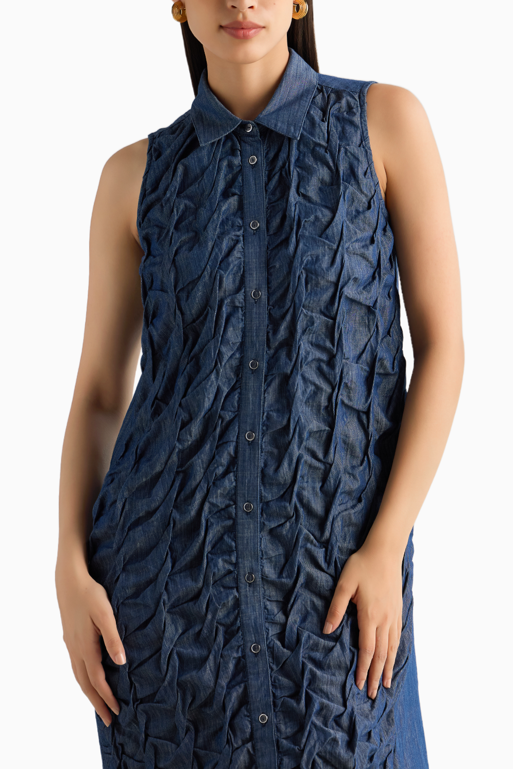 Denim Hand Tuck Dress