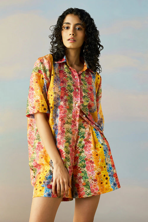 Botanical Stripe Print Shirt