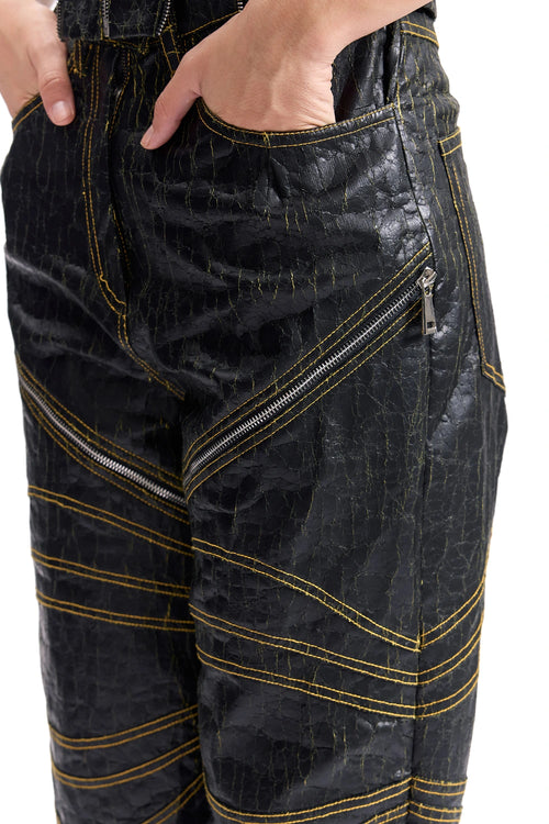 Cracked Leather Biker Pants