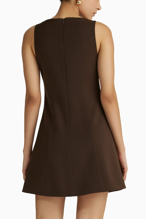Chocolate Brown Stretch Suiting Mini Dress