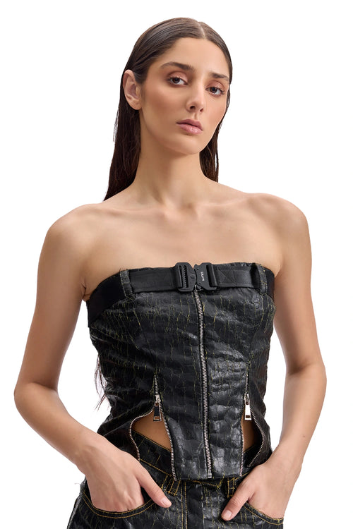 Cracked Leather Utility Corset
