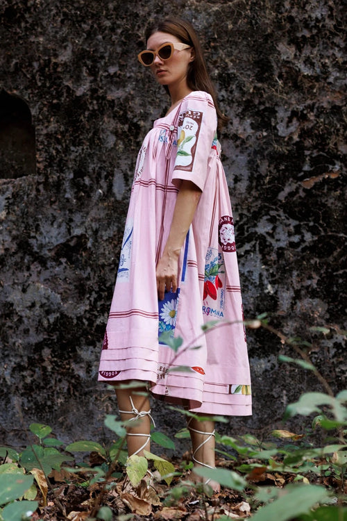 Pink Checkered Stamp Dress