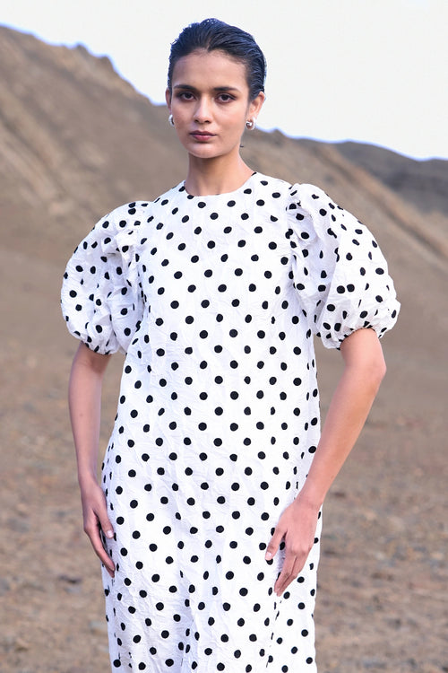 Crushed Polka Dot Dress