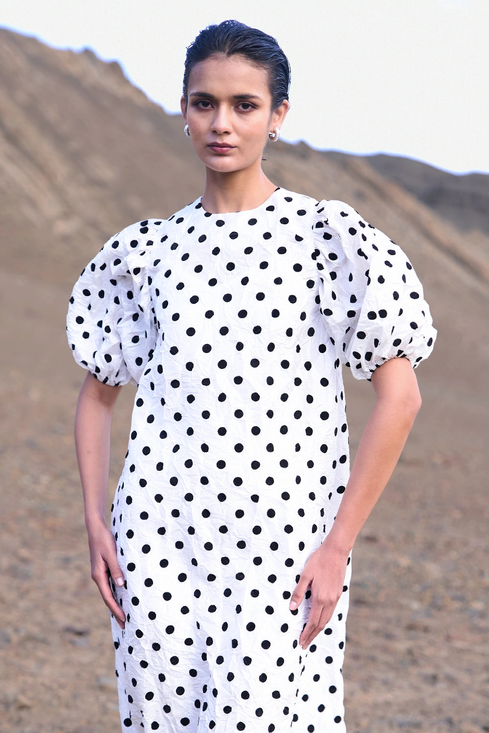 Crushed Polka Dot Dress