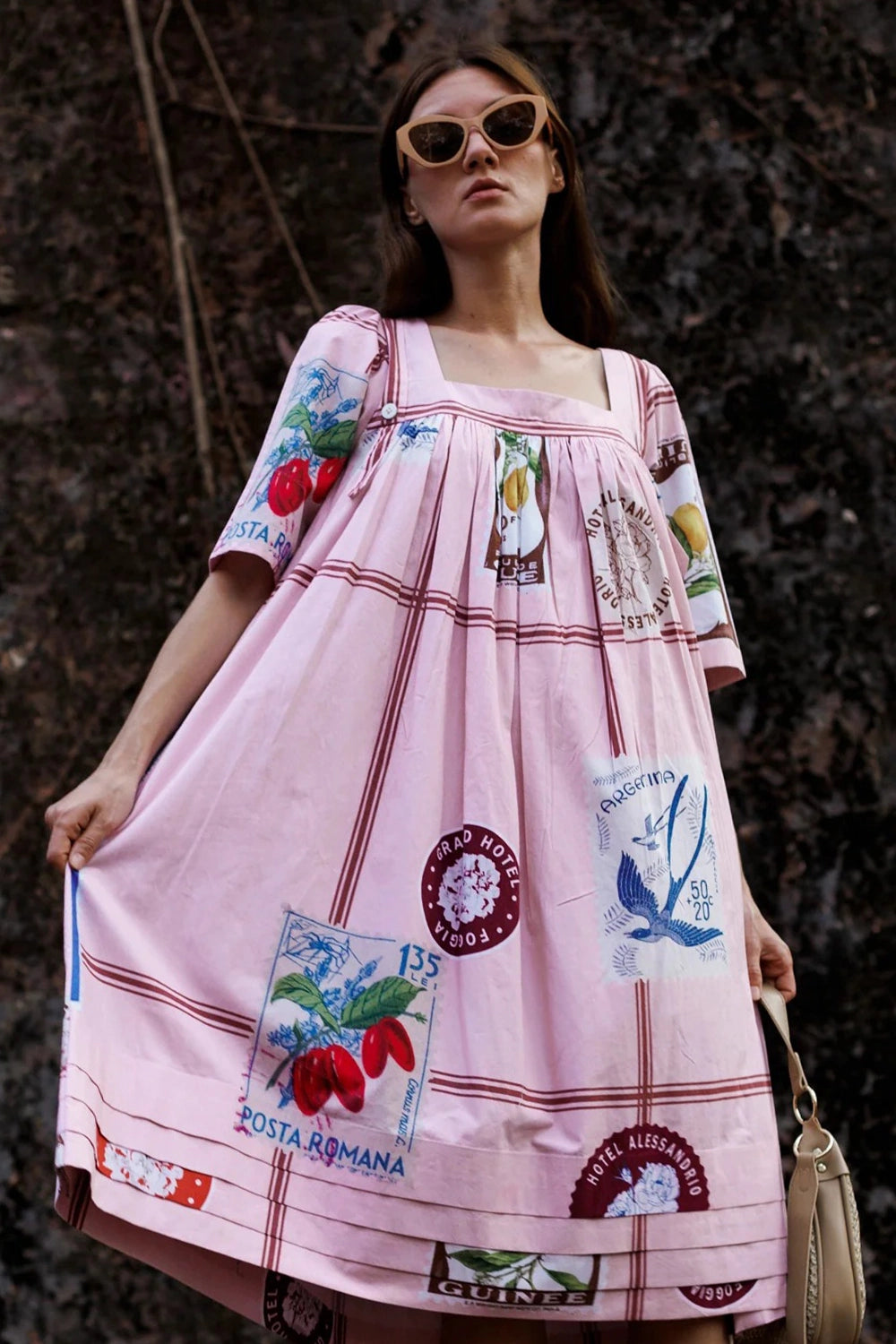 Pink Checkered Stamp Dress