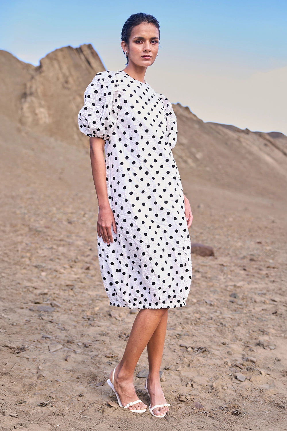 Crushed Polka Dot Dress
