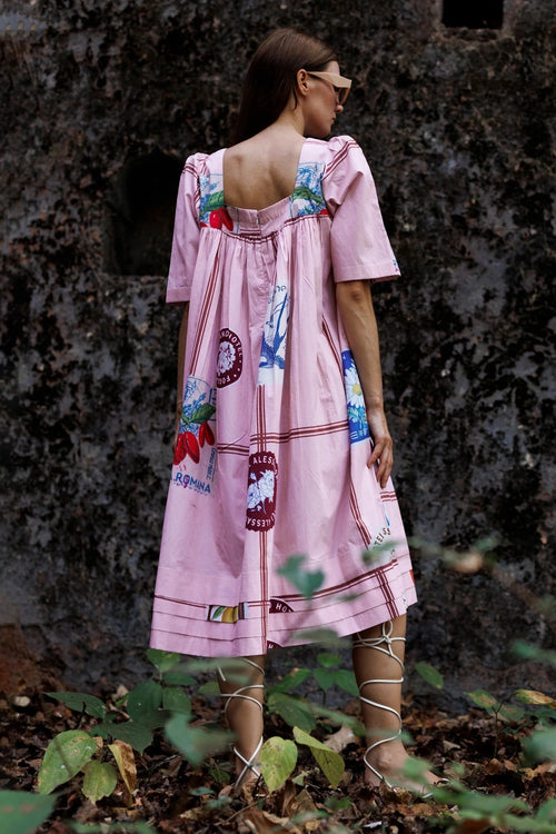 Pink Checkered Stamp Dress