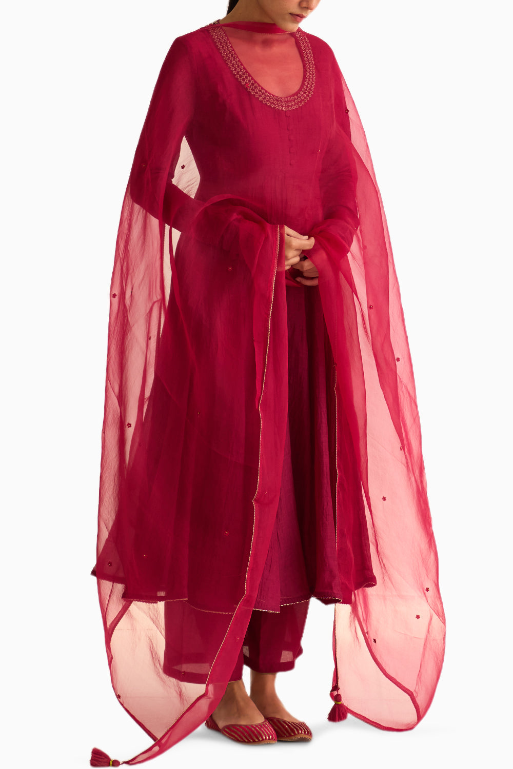 Vara Deep Red Ghoomar Anarkali Set