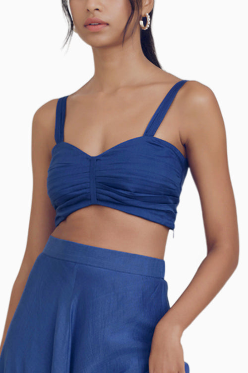 Cobalt Bardot Crop Top