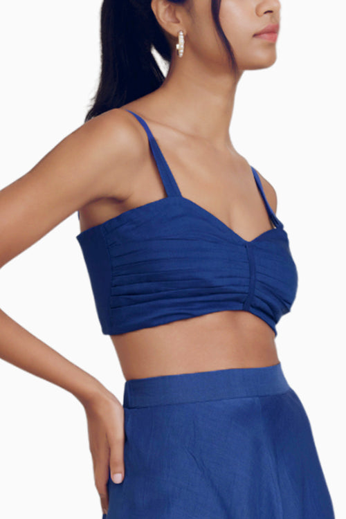 Cobalt Bardot Crop Top