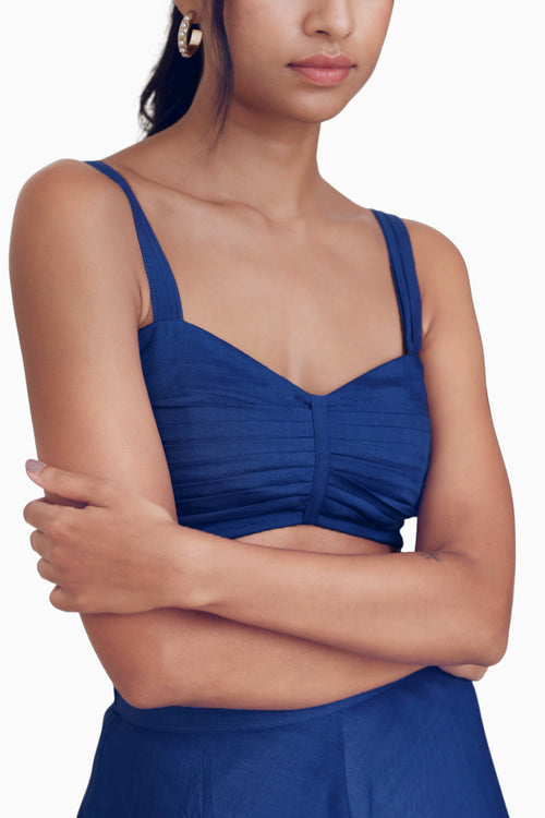Cobalt Bardot Crop Top